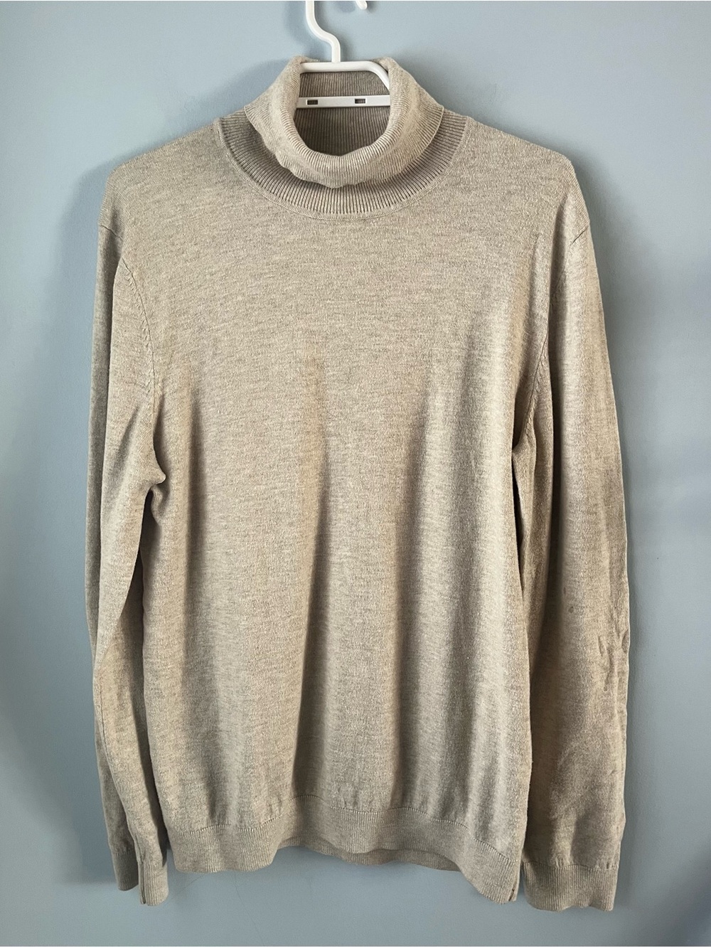 RW&CO. Men's Oatmeal Lightweight Cotton Blend Turtleneck Sweater Size L
